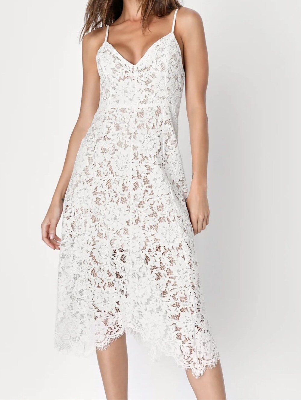 Nwot Lulus One Wish White Lace Midi Dress Size XL Romantic